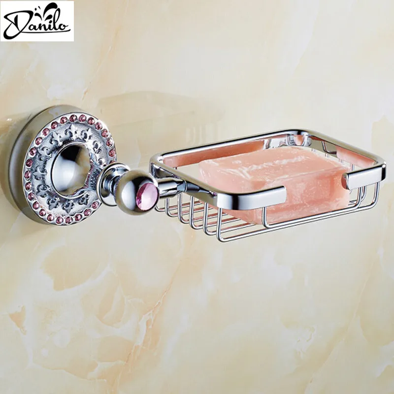 

High Quality Crystal & Copper Soap Dishes Chrome Finishing Soap Holder Wall Mounted Soap basket Bathroom Accessories