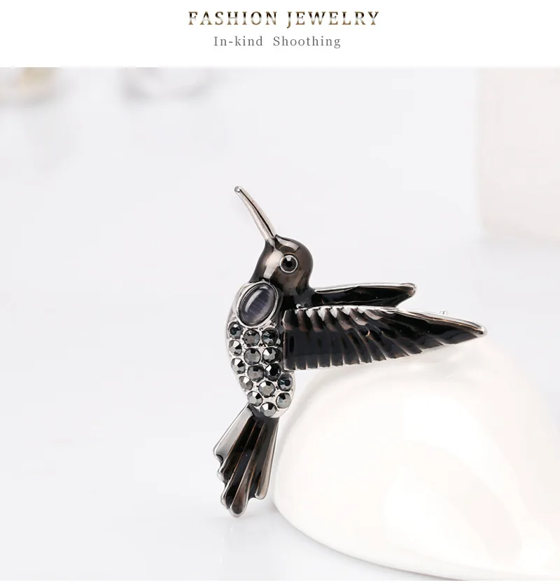 Funmor Bird Brooch Enamel Pin Crystal Jewelry For Women Men Suit Bag Scarf Accessories Party Wedding Ornaments Gifts Zinc Alloy