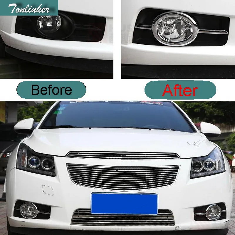 

Tonlinker 2 PCS DIY ABS Chrome Front Fog Sticker Cover Case Stickers for Chevrolet Cruze Hatchback 2009-13 Part Accessories