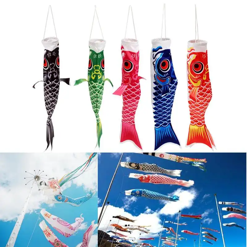 

1 Pcs 40cm for Japanese Style Koi Nobori Carp Flag Wind Sock Koinobori Fish Waterproof Kite Mascot Crafts Hanging Flags Decor