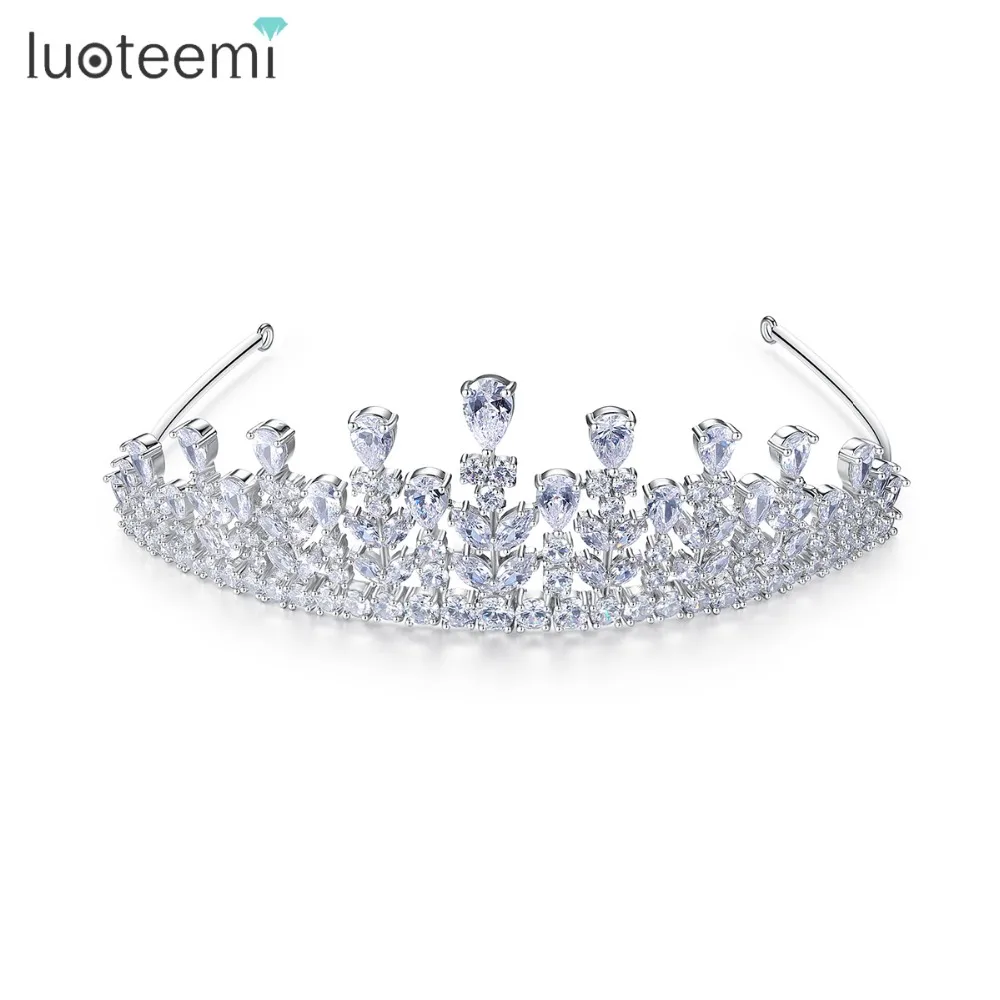 LUOTEEMI Luxury Fashion Bride Bridesmaid Girl's Rhinestone Cubic Zirconia Decorated Wedding Hairband Tiara For Women Jewellery