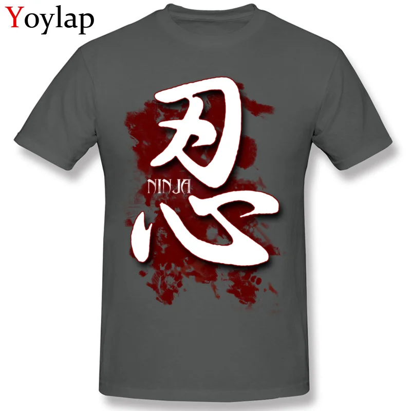 T-shirts Printed Short Sleeve Family Round Collar 100% Cotton Tops Shirt Casual Summer/Autumn WhiteNinja Kanji Tee-Shirt for Men carbon