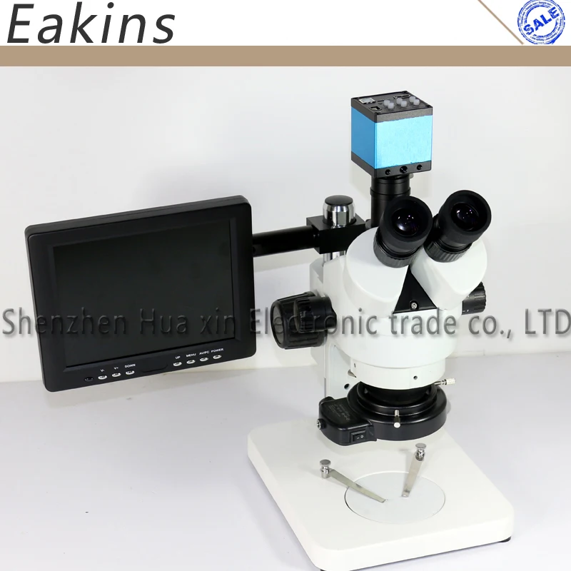 Trinoculaire Stereo Microscoop Simul-Focal 3.5X-90X Continue Zoom Vergroting + 20MP Industriële HDMI Microscoop Camera + 8 monitor Trinoculaire Stereo Microscoop Simul-Focal 3.5X-90X Continue Zoom Vergroting + 20MP Industriële HDMI Microscoop Camera + 8 monitor
