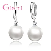 Nueva moda buena venta 925 Plata de ley pendientes de perlas Accesorios blanco perla Aro para mujeres/niñas joyería de boda(China)