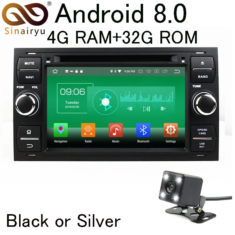 

Sinairyu Android 8.0 4G RAM Car DVD GPS For Ford FOCUS/Mondeo/C-MAX/Galaxy/Fiesta/Fusion/Connect Autoradio Multimedia Stereo
