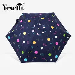 Yesello Кот карман складной зонтик дождь Для женщин мини карман кошка зонтик девочек anti-ув Водонепроницаемый Портативный путешествия зонтик