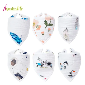 

Muslinlife 6 Layers Triangle Bibs Bandana Infant, Newborn Bibs Soft Bamboo Cotton Child Boys &Girls Towel