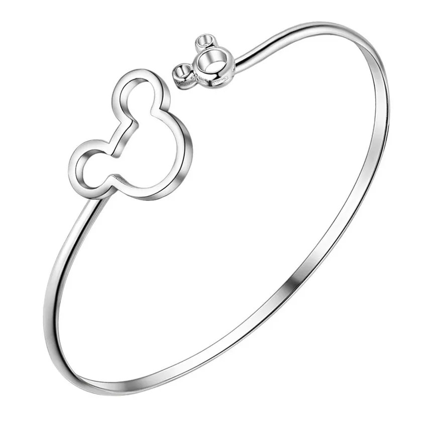 

Mickey bangles silver plated fashion jewelry cool style sweet woman beautiful birthday gift high quality factory cheap wholesale