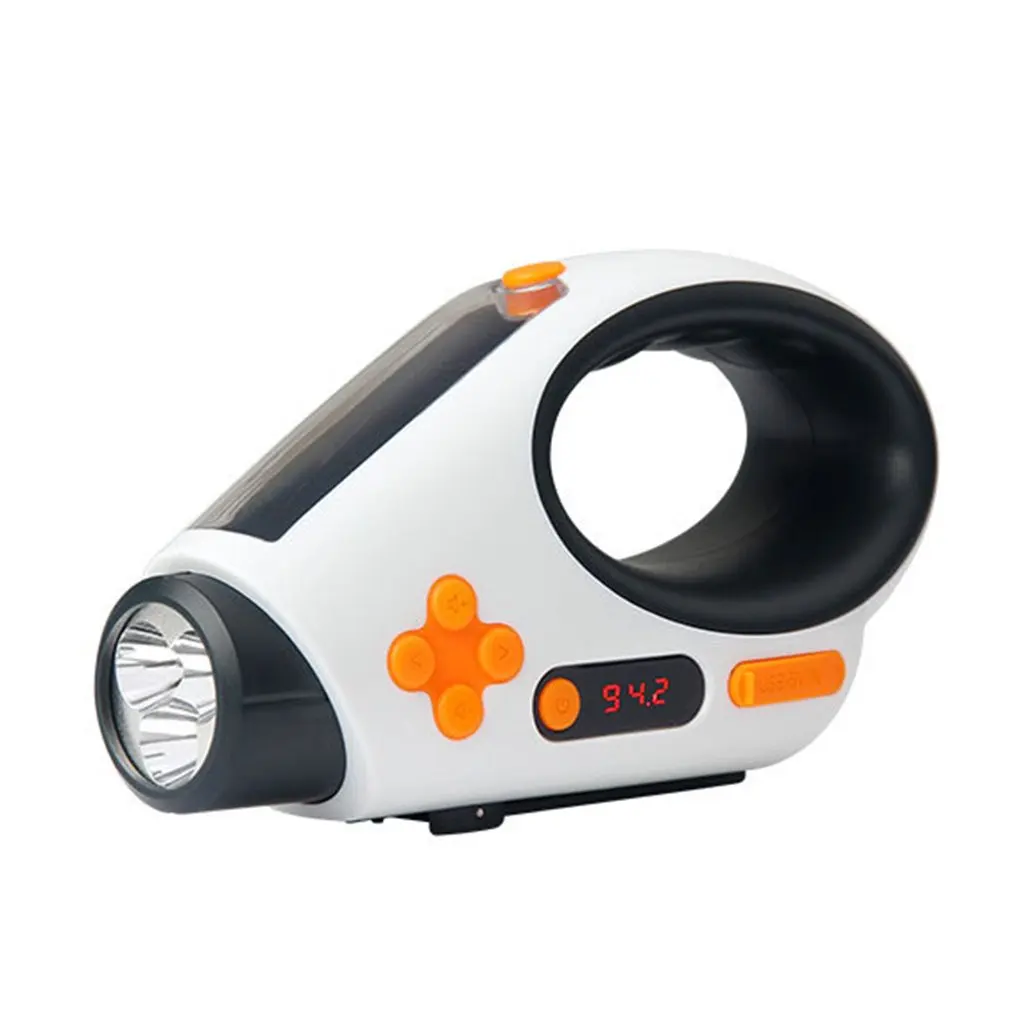 

Outdoor Solar Power Flashlight Hand Crank Dynamo Emergency LED Light Camping Light FM AM Radio USB Mobilephone Charger
