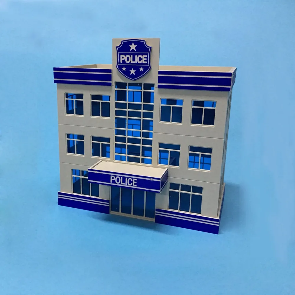 

DIY Assemble 1:87 HO Scale 3-story Police Office Model Outland Building Model Police Staion Building Model