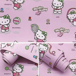 Милый розовый hello kitty обои водонепроницаемый самоклеющиеся ПВХ обои s детские комнаты для маленьких девочек спальня обои Ez023 - Цвет: 003