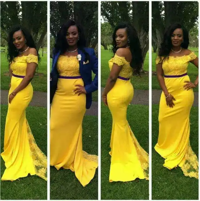 bright yellow prom dress