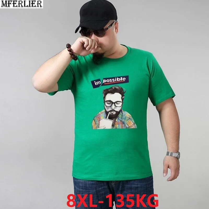 MFERLIER, мужские футболки, короткий рукав, искусство, забава размера плюс, большие 6XL, 7XL, 8XL, летние мужские футболки, футболки для мужчин, 50, 52, 54, фиолетовые, зеленые Топы