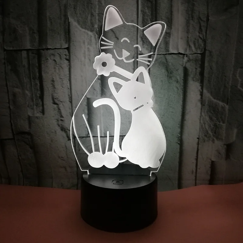 С милым рисунком кота, 3D светодиодный Ночной светильник с 7 цветов светильник для украшения дома лампы удивительный визуализации Оптические иллюзии 3D настольная лампа