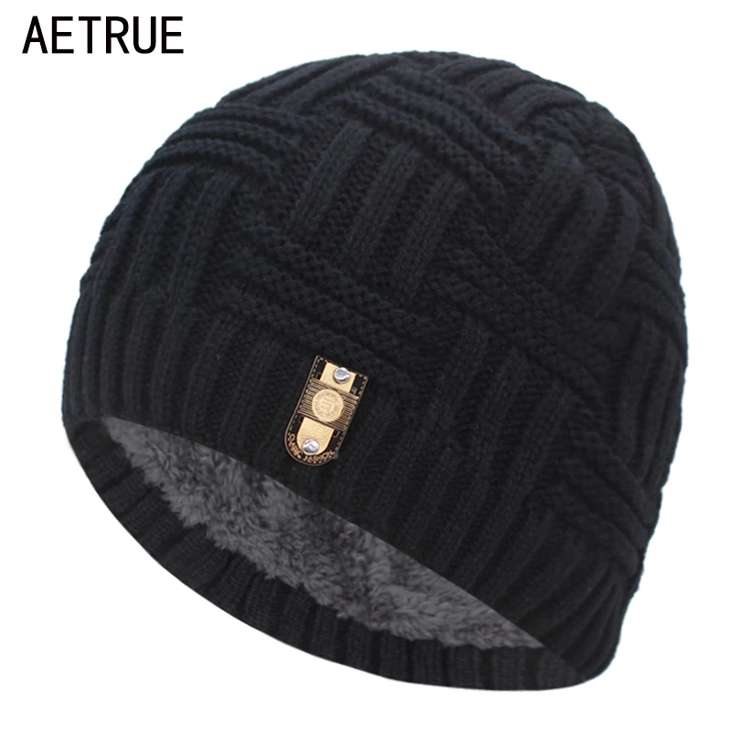 

AETRUE Brand Skullies Beaines Knitted Hat Men Winter Hats For Women Men Fashion Bonnet Mask Warm Thick Fur Cap Male Beanie Hat