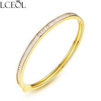 

LCEOL Brand Trendy Clear Cubic Zirconia Fascinating 4mm Cuff Bracelets&Bangles For Women Free Shipping Jewelry Bracelets Gift