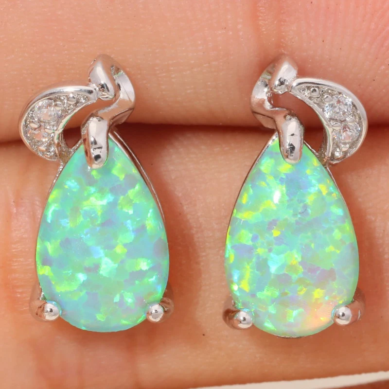 

Green Resin Stone Water Drop Geometric Small Wings Stud Earrings For Women Trendy Bohemian Opal Jewelry Party Oorbellen C5N597