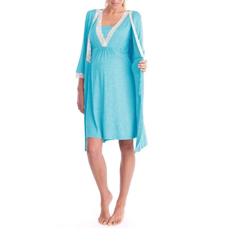 Пижамы для беременных и беременных, пижамы для кормящих и беременных, ночная рубашка для грудного вскармливания, элегантное платье для кормящих мам - Цвет: 5