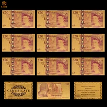 10 unids/lote Color oro británico de billetes Reino Unido 50 libras chapados en oro de papel dinero colección para la decoración de la casa