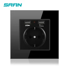 ЕС Стандартный 16A выход настенной электрической попсокет с выходом USB Стекло Панель умный дом USB разъем tomada де parede enchufe 5V 2.1A