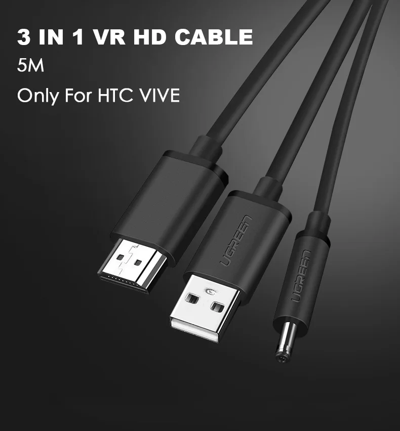 hdmi usb dc 3 in 1 cable for htc vive vr headset helmet cable vr accessories fast shipping service