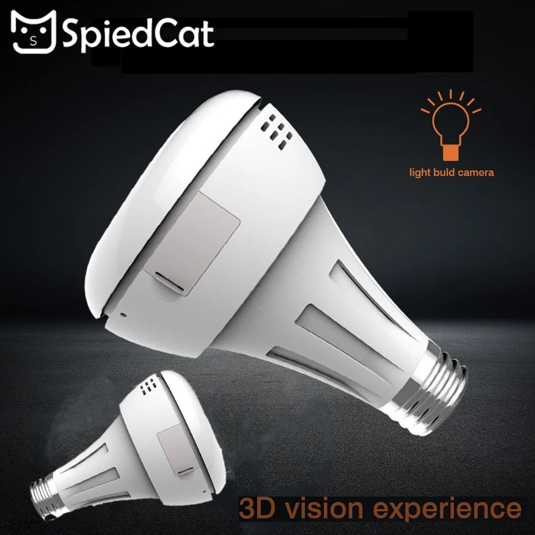 

360 Degree 2MP HD Wireless Panoramic Smart Bulb Light IP VR WIFI FishEye CCTV Home Security Mini Indoor Camera Support TF Card