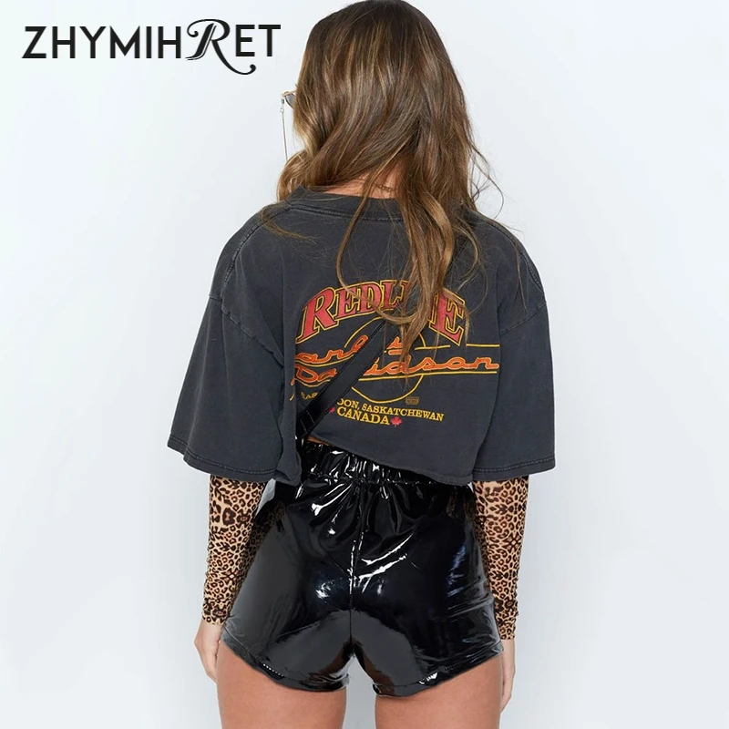 Женские кожаные шорты ZHYMIHRE уличные из искусственной кожи на шнуровке с высокой