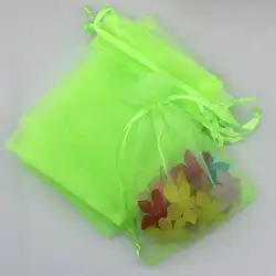 9x12 см 100 шт. светло-зеленый шнурок из органзы в упаковке Bag подарки бусы Конфеты Драгоценности хранения Чехлы для свадьбы для рождественской