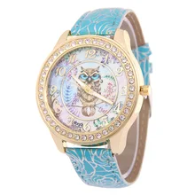 Wrist watches !! Elegant Women Watches Fashion Women Leather Diamond Dress Watch Owl Cartoon Lady’s Wristwatch Watches 2017 Hot