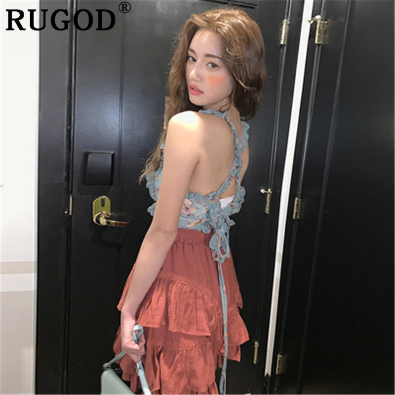 RUGOD летняя популярная юбка для женщин модная кружевная вставка плиссированный мини юбки Корейская эластичная талия оборки Однотонная юбка