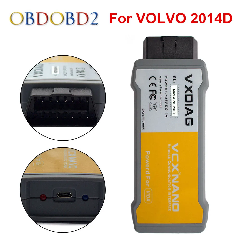 Original VXDIAG VCX NANO 2014 D For Volvo Car Diagnostic Tool Better Than Vdia Dice Multi-language Free Shipping vxdiag vcx nano car diagnostic tool for gm gds2