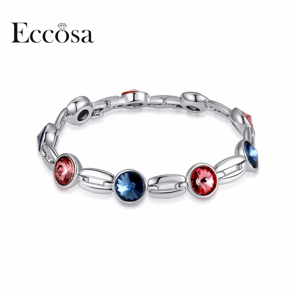 

ECCOSA Fold Over Clasp Bracelets & Bangles Luxurious Wedding Berloque Bracelets For Woman Made With Crystal From Swarovski