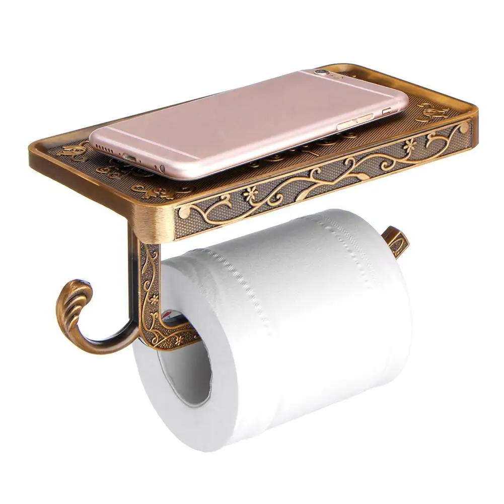Античный резной цинковый сплав для ванной комнаты держатель для мобильного телефона с полкой для ванной комнаты держатель для туалетной бумаги коробки для салфеток