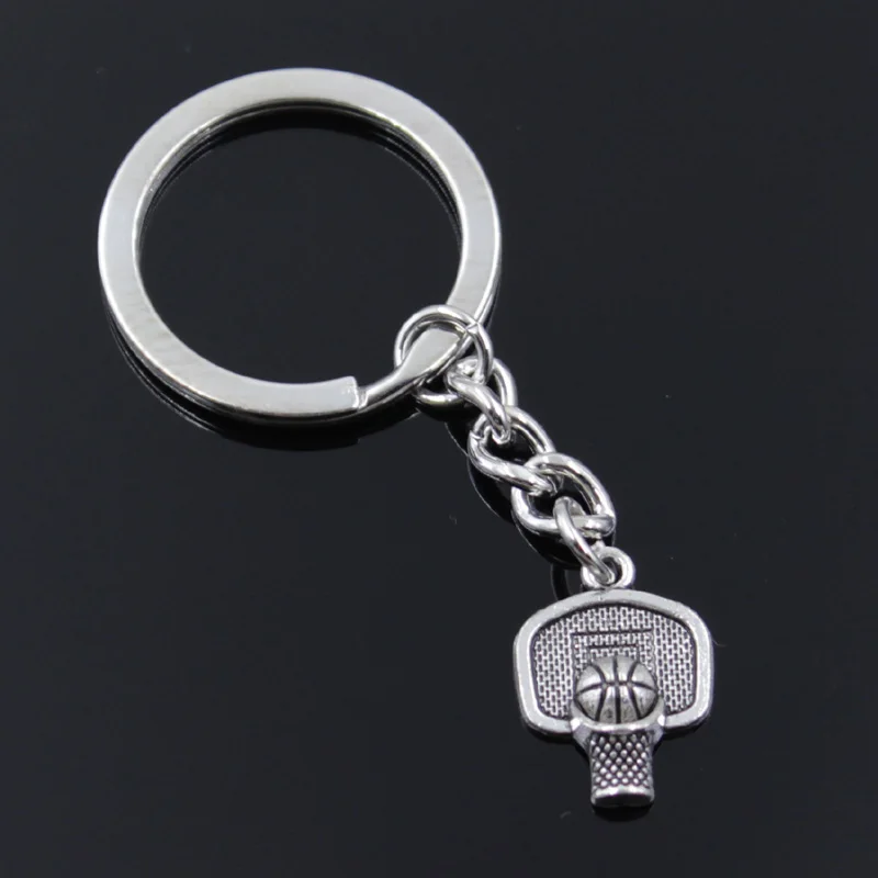 

new fashion men 30mm keychain DIY metal holder chain vintage basketball hoop 20x15mm silver pendant Gift