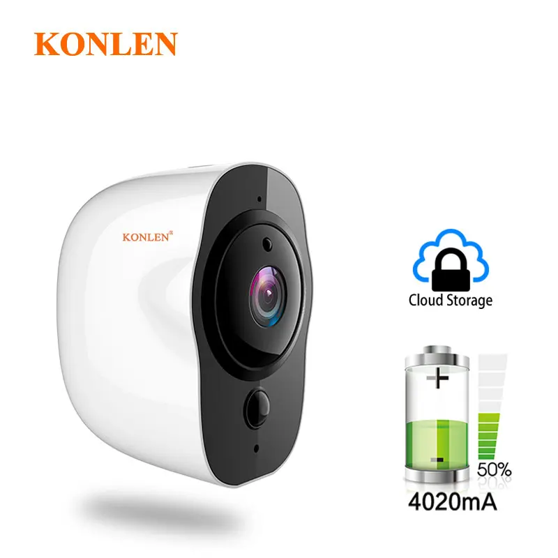

KONLEN WIFI 1080P Battery Powered Home Surveillance IP Camera Wireless HD CCTV Cloud Storage Infrared PIR Alarm TF Card Slot
