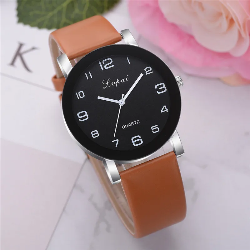 Lvpai известный бренд для женщин Простой моды кожаный ремешок аналоговые кварцевые круглые наручные часы Часы relogio feminino часы# C