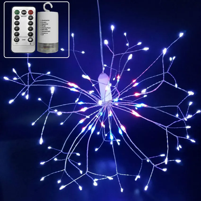 

Dandelion LED String Light 8 Modes Remote Control Firework Fairy Light New Year Xmas Wedding Holiday Hanging Decoration Lamps