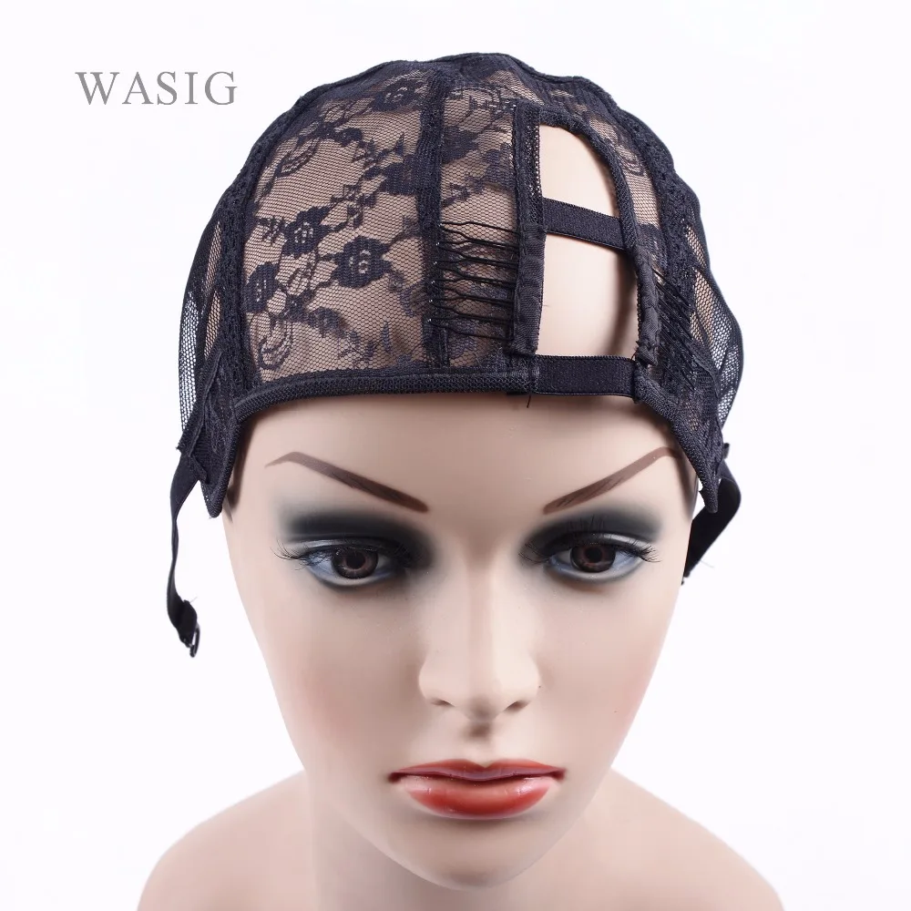 

1Pcs S/M/L Size U Part Weaving Wig Cap(2Clips) Foundation inside inner for Wig Making Hair Extension weft DIY Black Color