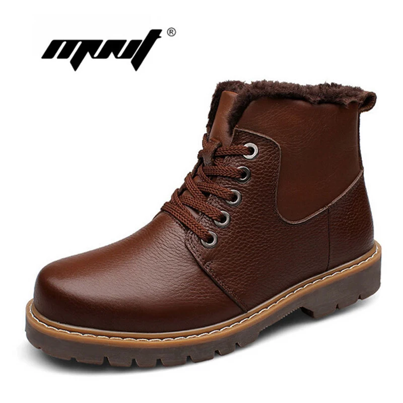 

Men snow boots Super Warm Men's Outdoor Winter Shoes,Lace-Up Warm Plush Fur Winter Boots 100% Leather boots Dropshipping