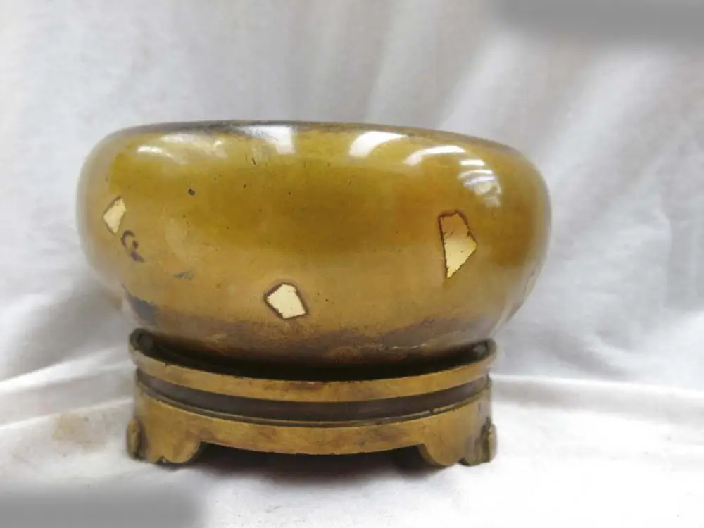 

DS Fine brass censer China carved copper detached foundry incense burner Statue