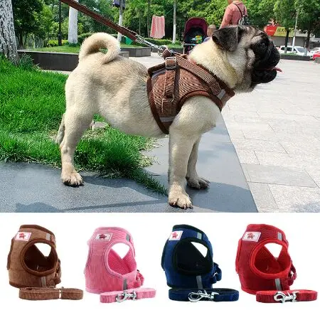 Pet Dog Cat шлейка с поводком Регулируемый жилет прогулочные принадлежности Мягкий