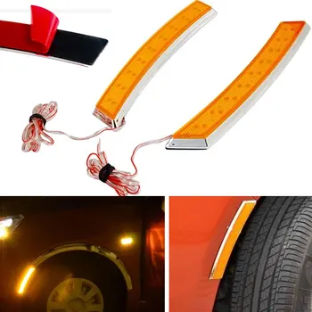 

BBQ@FUKA 18 LED Fender Wheel Eyebrow Side Yellow Reflector Turning Light 2pcs Fit For ix35 ix35 4Runner Highlander Land Cruiser