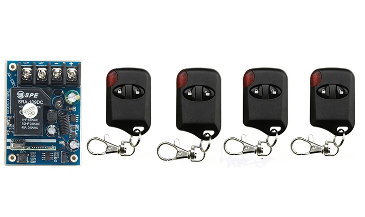

New DC12V 24V 36V 48V 10A 1CH Wireless RF Remote Control Switch 4*cat eye Transmitter+1*Receiver for Appliances Gate Garage Door