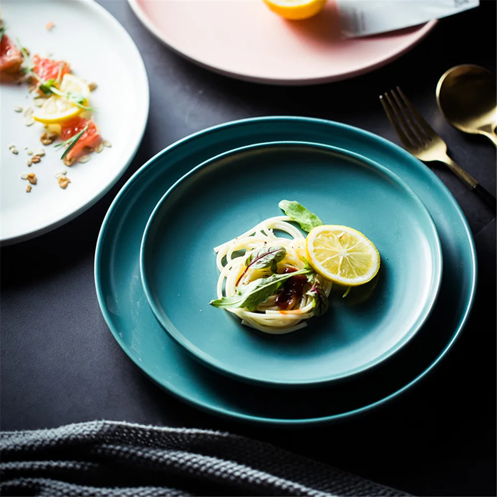 Европейский Nordic стиль керамика ужин таблички салат лапша говядины S одноцветное цвет десерт Стейк Салат закуски, торт посуда