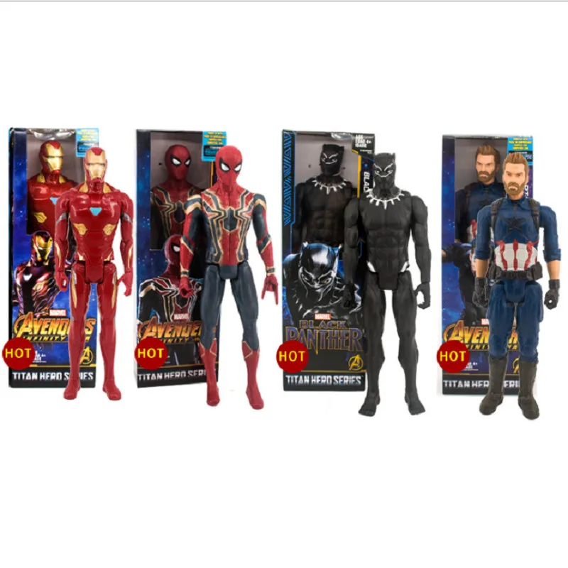 

30cm Marvel Avengers Hero Model Spider-Man Iron Man American Captain Leopard Green Huge Action Model Toy Doll Child