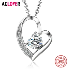 925 Sterling Silver Heart Necklace AAA Crystal Women Charm Love Pendant Necklace Fine Jewelry 925 Sterling Silver Heart Necklace AAA Crystal Women Charm Love Pendant Necklace Fine Jewelry