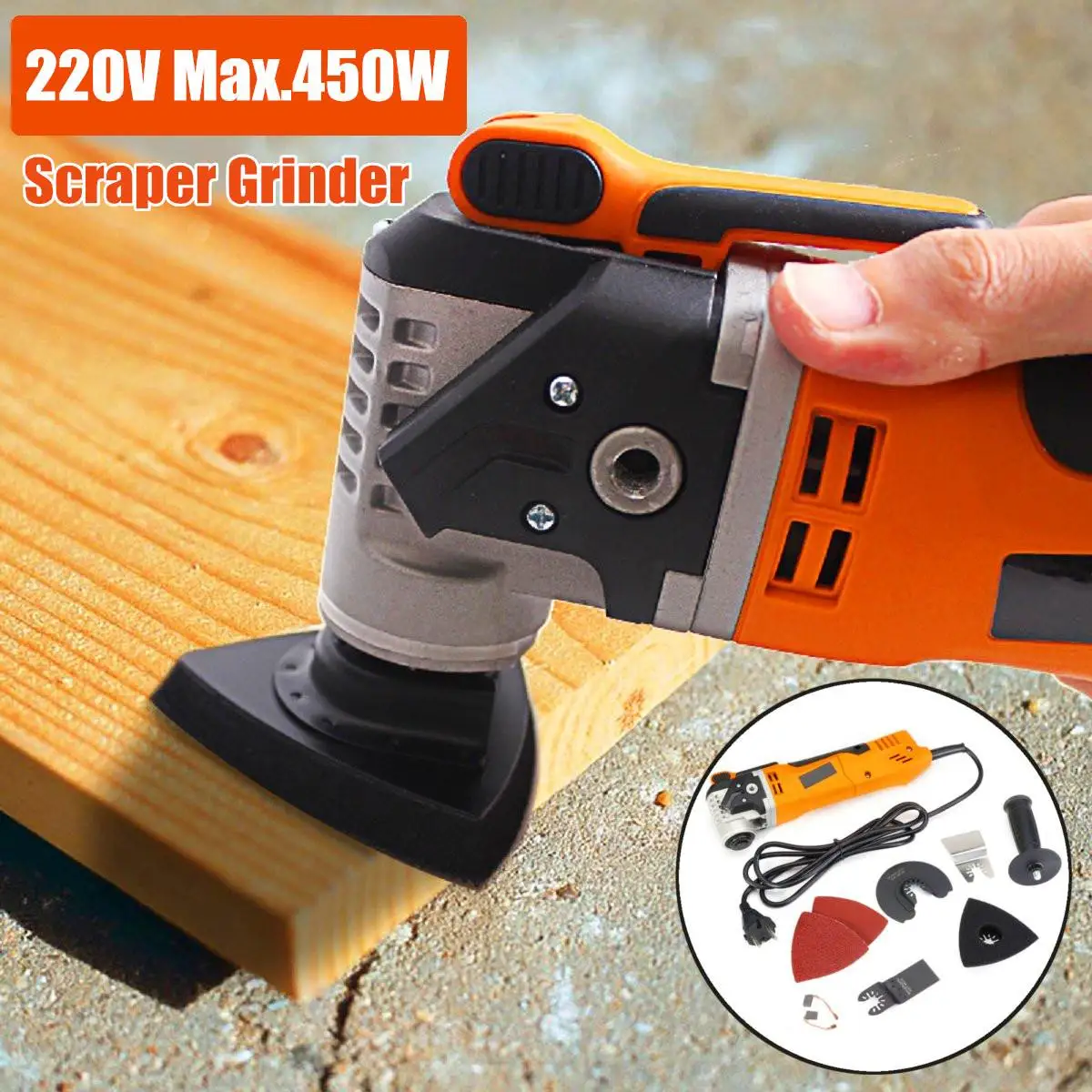 

220V Multifunction Electric Oscillating Multi Tool Sander Cutter Scraper Grinder For Cutting Sanding Cleaning Shovel Cutting