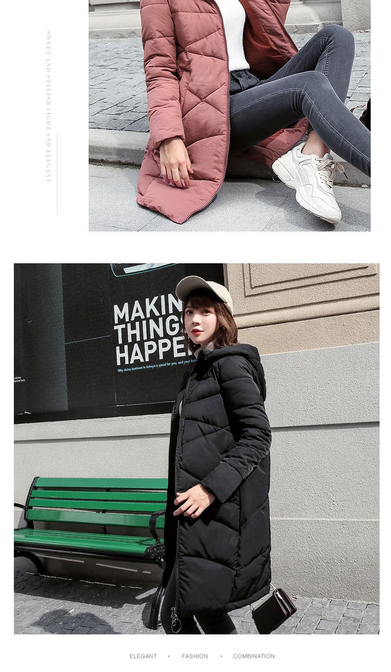 Winter Jacket Women Long Solid Coats Hooded Jackets Cotton Padded Coat Women Zipper Winter Coat Long 2018 Thick Warm Clothing CH612 (11)