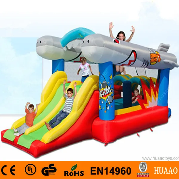 

2016 New Double Lane Slide Double Flyfish Bouncer Castle for Kids with Free CE blower