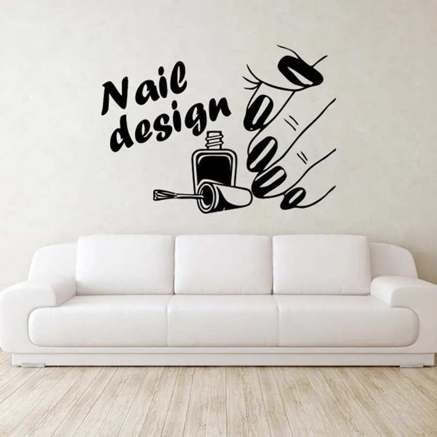 Nail Design Wall Decals Beauty Salon Manicure Fashion Girls Art Mural Vinyl Stickers Removable Window Glass Decoration S245 | Дом и сад